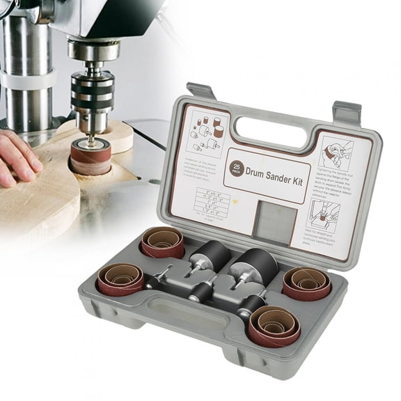 Neyseki 25pcs Spindle Sanding Drum Sander Tool Kit Set with Case for Drill Press