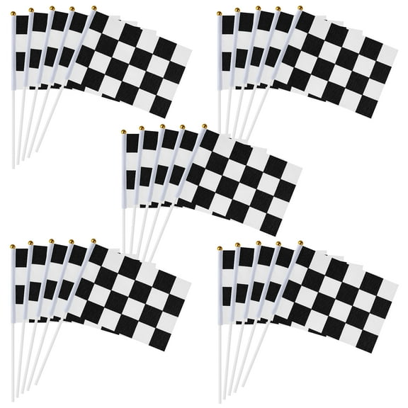 25pcs Sports Events Flags Checkered Race Flags Polyester Flags Match Party Waving Flags with Sticks