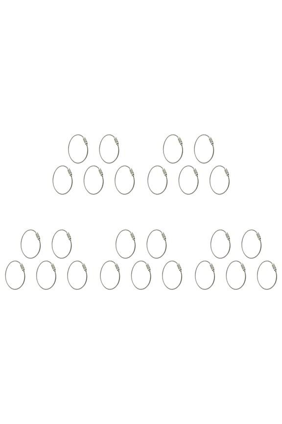 25pcs Stainless Steel Screw Locking Wire Keychain Cable Key Rings Outdoor Accessory