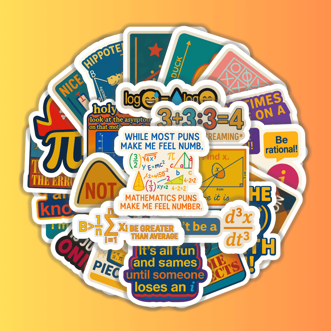 Math Rocks Sticker 25pcs Vintage Style Math Humor Sticker Set Creative Geek Funny ...