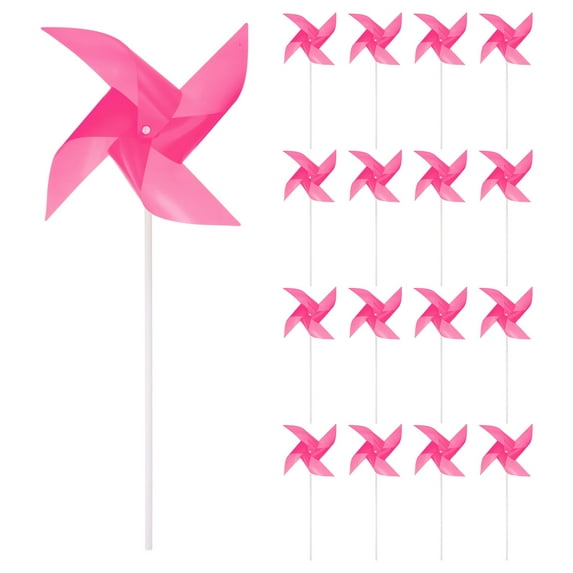 25pcs Windmills for the Yard Garden 15 Inch x 7.5 Inch 4 Leaves, Pink