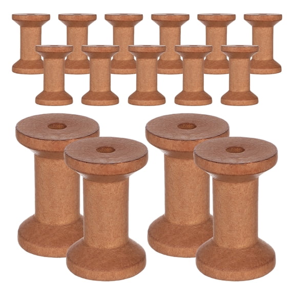 DEEPCRAFF 25Pcs Natural Wood Bobbins Vintage Style Wooden Thread Spools for Sewing