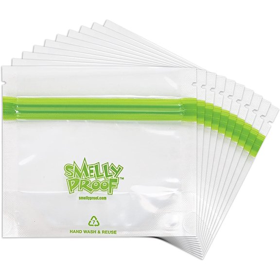25pk Smelly Proof Stand-Up Reusable Food Storage Bags, US-Made, PEVA & BPA Free, 4"x3", 25 Pcs