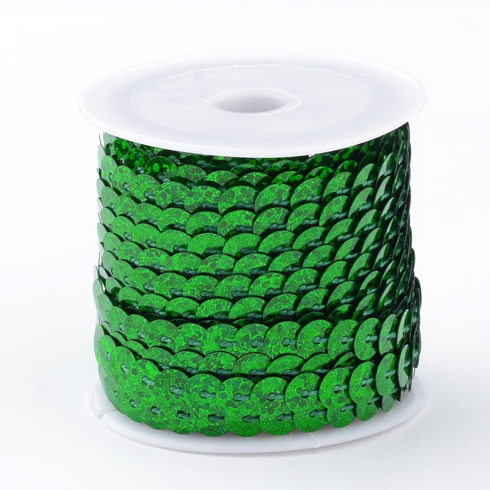 25rolls Eco-Friendly Plastic Paillette Beads Sequins Beads Ornament Accessories Flat Round Green 6mm 5m/roll