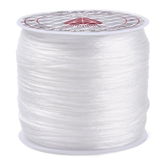 25rolls Flat Elastic String Elastic Beading Thread for Stretch Bracelet Making Dyed White 0.8mm about 65.61 yards(60m)/roll