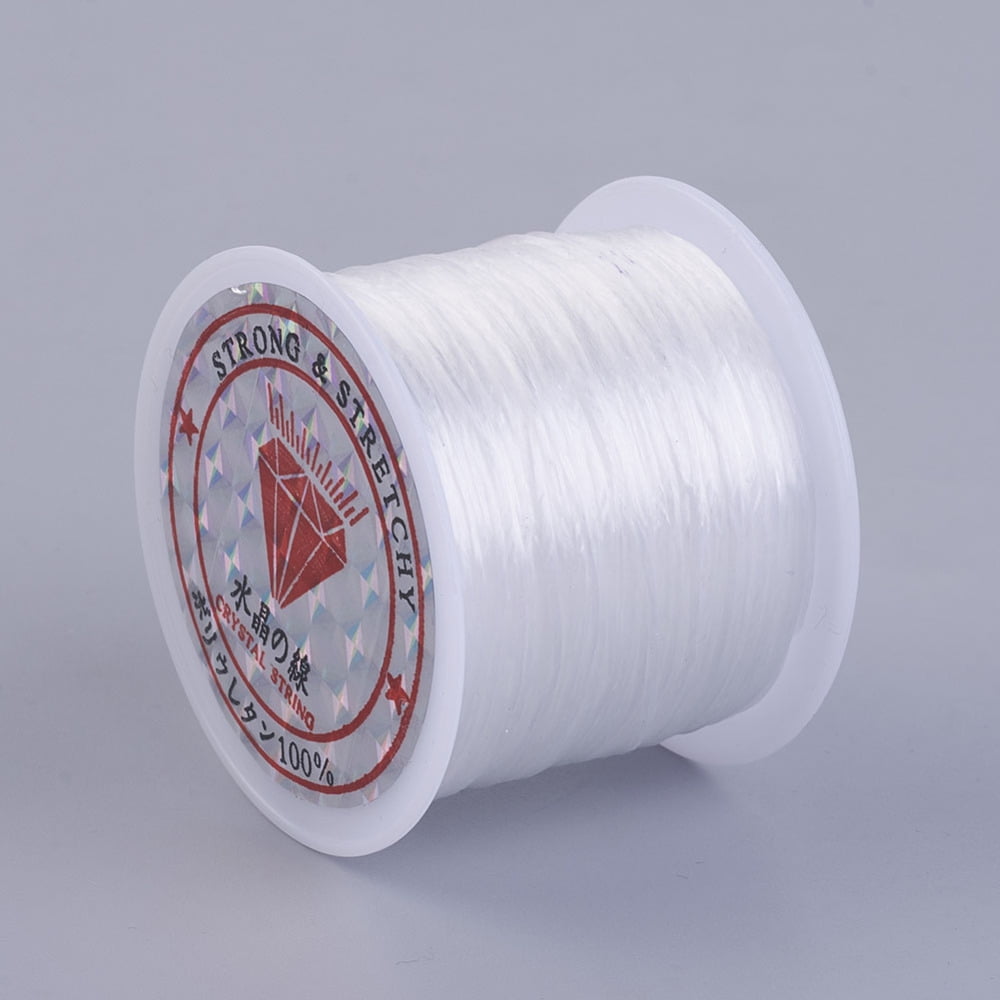25rolls Flat Elastic String Elastic Beading Thread for Stretch Bracelet Making White 0.5mm about 49.21 yards(45m)/roll