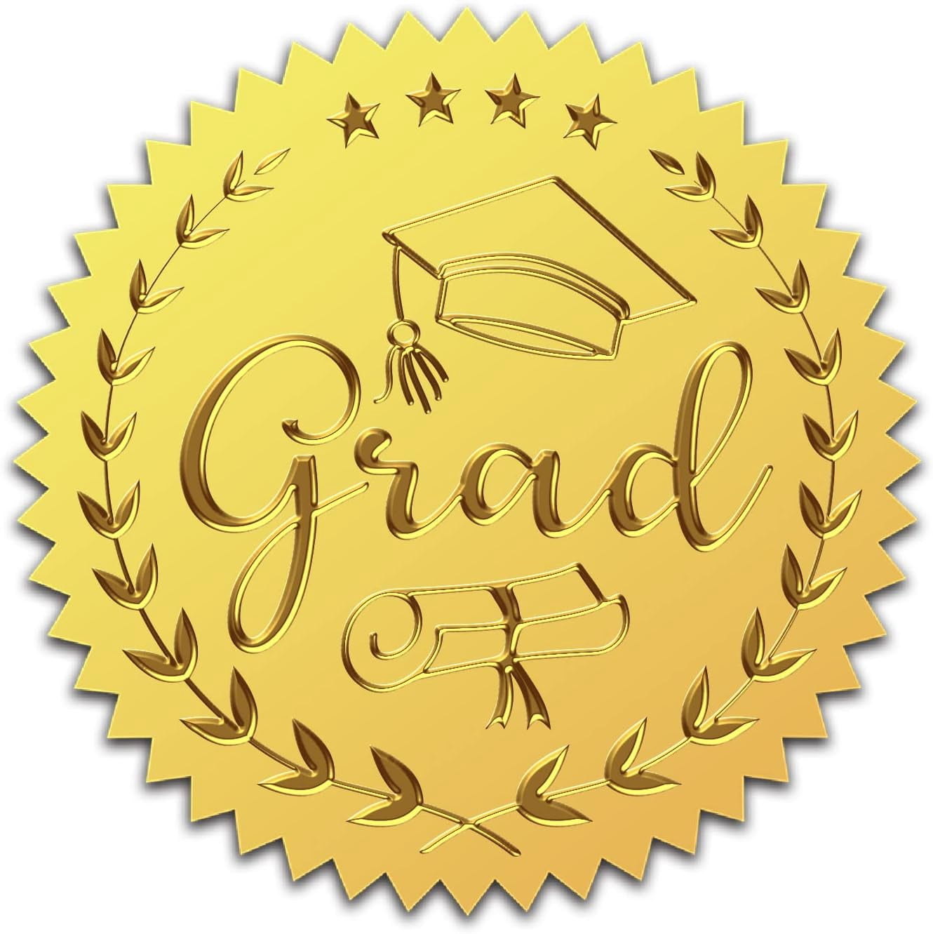 25sheets 2" Gold Foil Embossed Stickers Grad Graduation Certificate ...