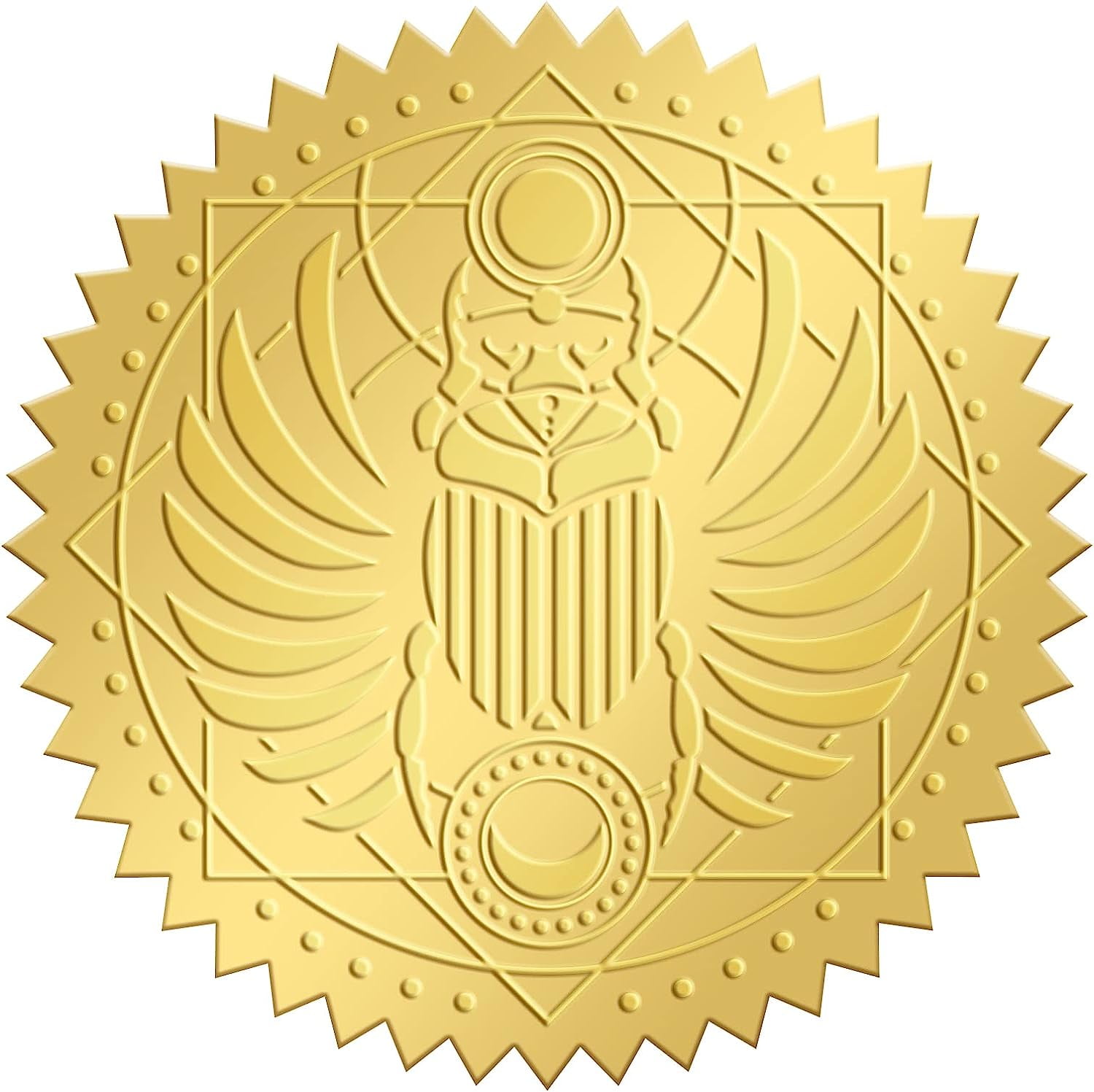 25sheets 2" Gold Foil Sticker Scarab 100pcs Certificate Seals Gold ...