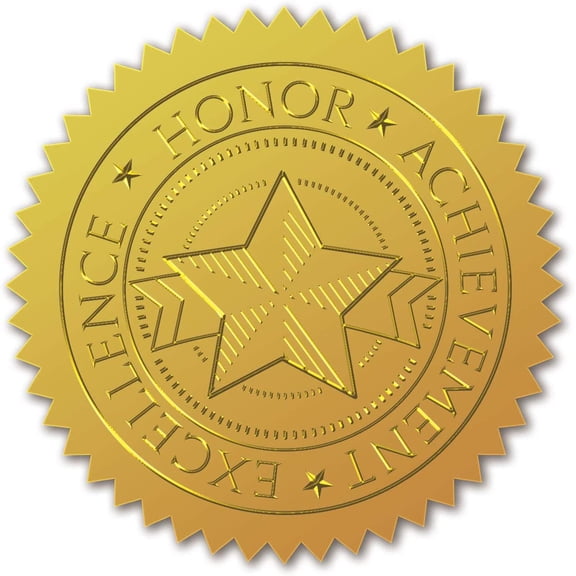 25sheets Plastic Self Adhesive Gold Foil Embossed Stickers Medal Decoration Sticker Gold Star Pattern 220x60x0.5mm 4pcs/sheet for DIY