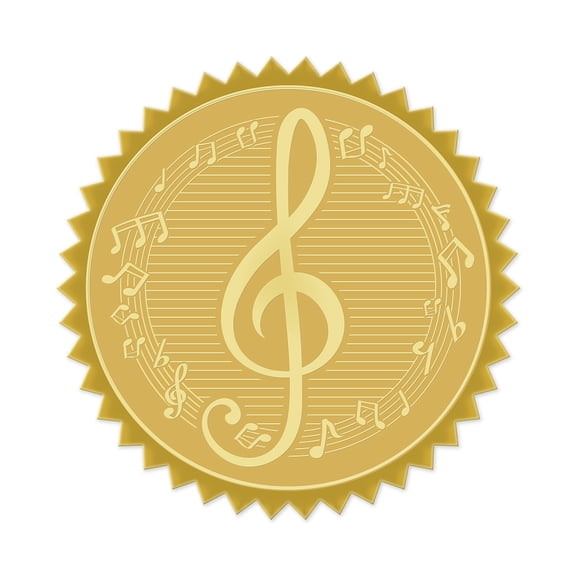 25sheets Plastic Self Adhesive Gold Foil Embossed Stickers Medal Decoration Sticker Musical Note 5x5cm 4pcs/sheet