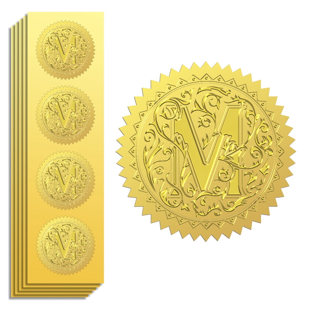 25sheets golden Foil Stickers Seals Embossed Letter M 2 Inch 100pcs ...