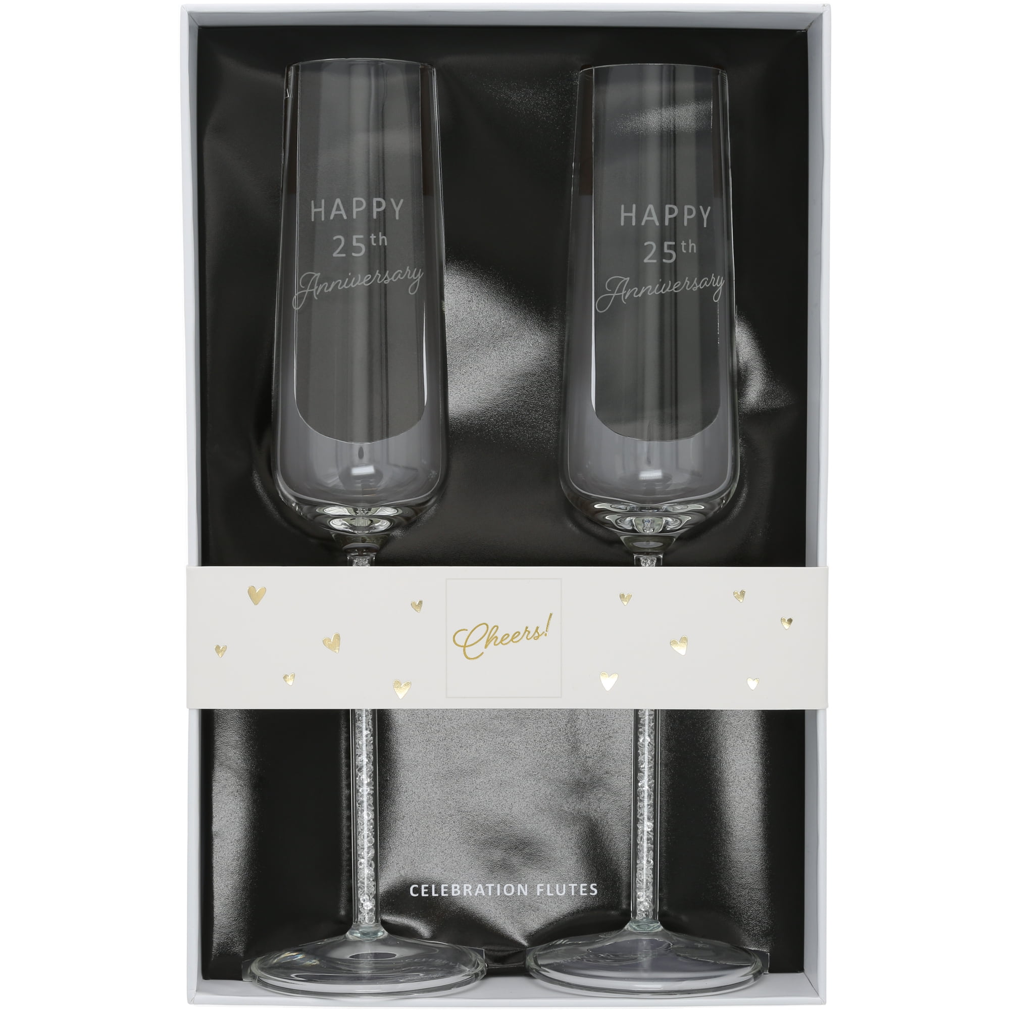 25th Anniversary - 7 oz Glass Toasting Flute Gift Set