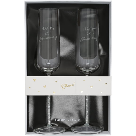25th Anniversary - 7 oz Glass Toasting Flute Gift Set
