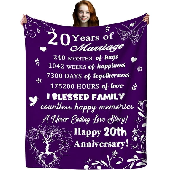 25th Anniversary Blanket 25 Year Anniversary Wedding Romantic Gifts for Him Her Happy Anniversary for Wife Couple Gifts Throw Blankets 50"X40"