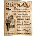 thumbnail image 1 of 25th Anniversary Blanket Gifts, 25th Silver Wedding Anniversary Couple Gifts for Dad Mom Parents Friends, 25 Years of Marriage 50"x60" Throw Blankets Gift for Husband Wife Her Him, 1 of 6