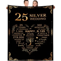 25th Anniversary Blanket Gifts, Mom Dad Grandpa Grandma 25th Wedding Anniversary, 50x60 Inch Flannel Throw Blanket Silver Wedding Gifts for Couples