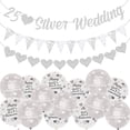 thumbnail image 1 of 25th Anniversary Decorations, 25th Silver Wedding Glitter Banners, 25th Anniversary Bunting Flag and Balloons for Anniversary Party Supplies, 1 of 7