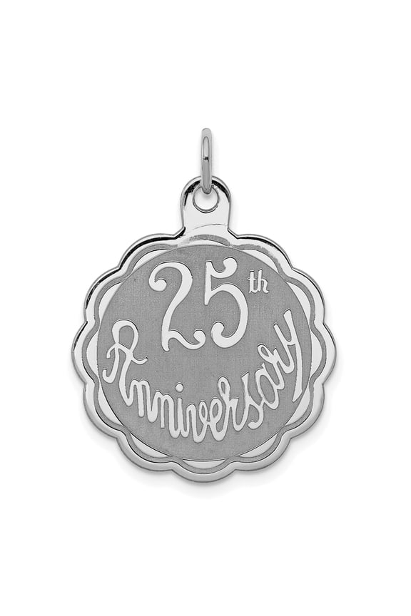 25th Anniversary Pendant in 925 Sterling Silver, Script Disc Charm for Necklace or Bracelet, Commemorative Jewelry for Women, Symbol of Love and Commitment, Milestone Celebration Accessory
