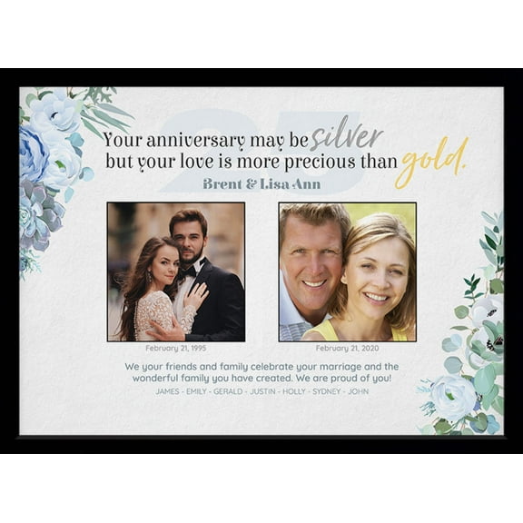 25th Anniversary | Personalized Marriage, Anniversary Gift, Print or Framed Print - Photo Style A