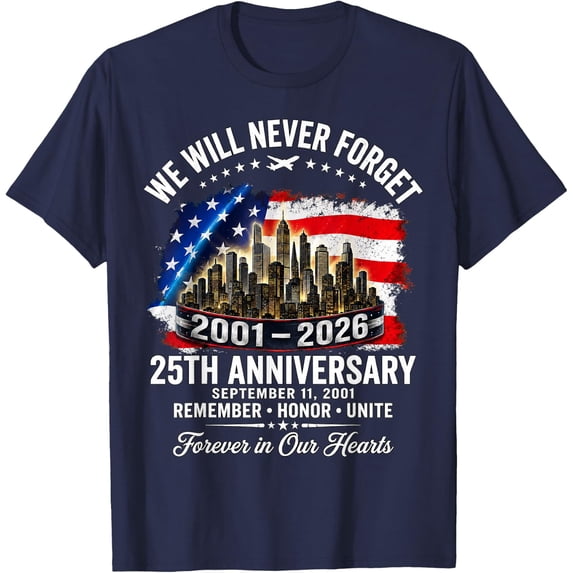 25th Anniversary September 11 2001 Memorial Day USA Flag T-Shirt