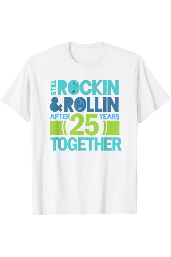 25th Anniversary T-shirt 25 Years Together Couples Tee T-ShirtMen and women, Black T-shirt, size: Extra large S-4XL