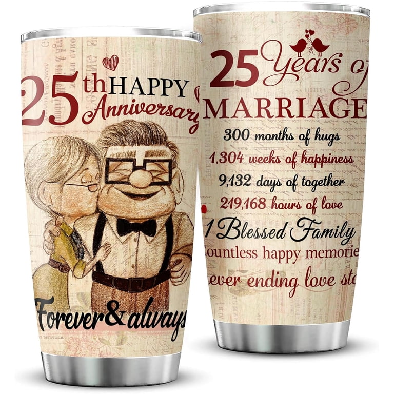 25th Anniversary Tumbler Gifts, 25th Anniversary Wedding Gifts for Couple  Parents Friends, 25 years Silver Anniversary Tumbler Gifts for Him or Her,  20oz Insulated Cup Present(1 PC) - Walmart.com