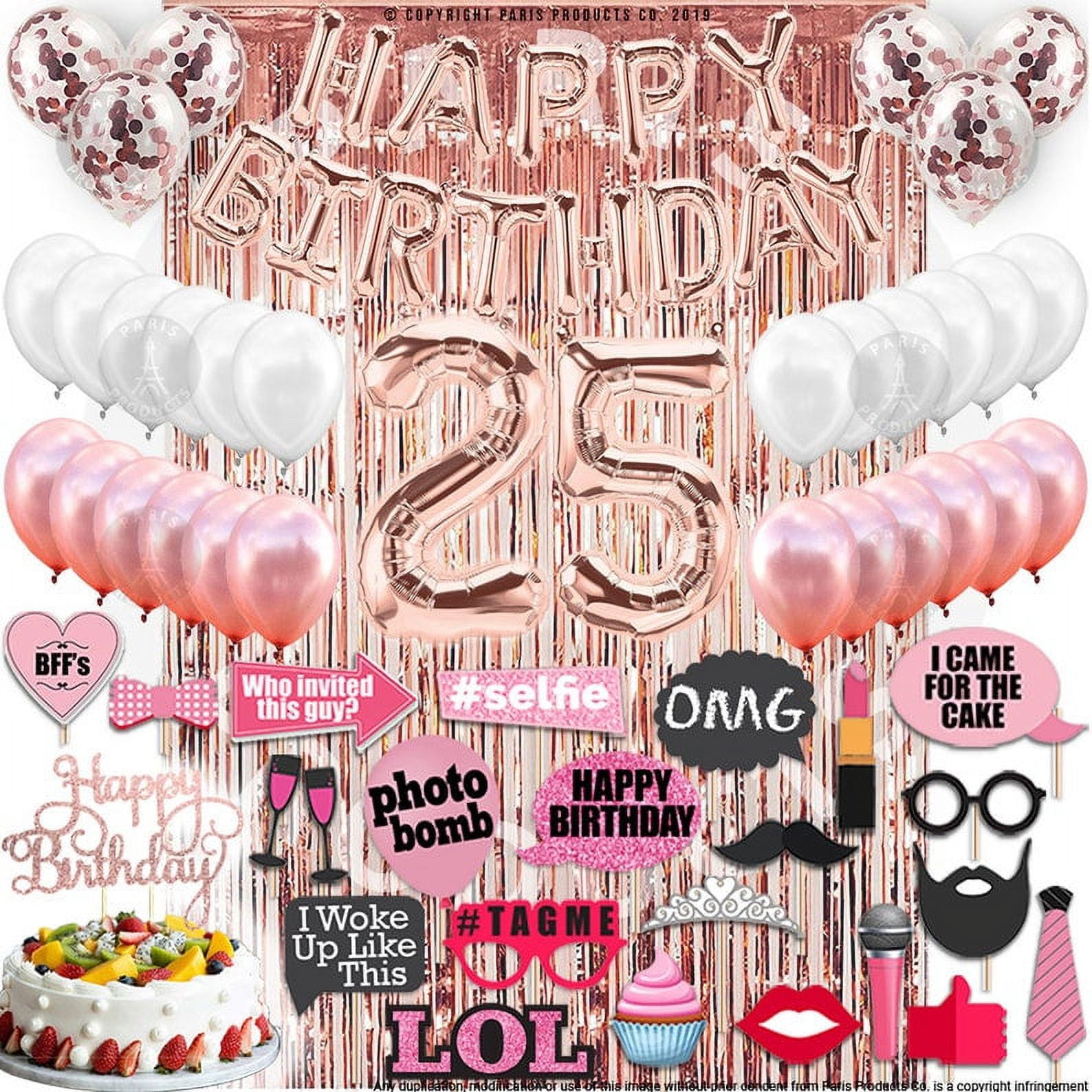 25th Birthday Decoration Rose Gold, 25 Party Supplies Decoration, 25th ...