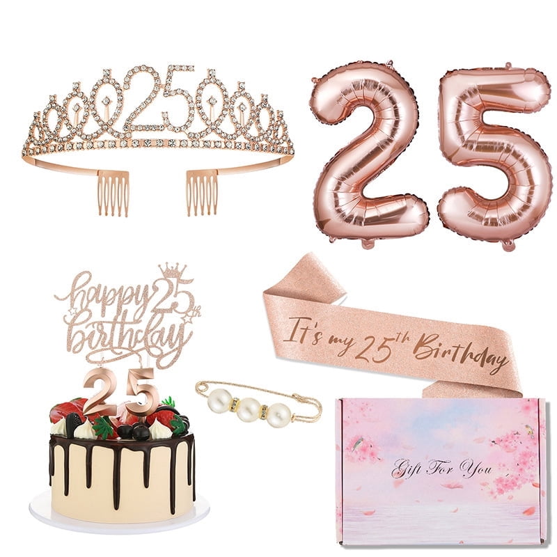 25th Birthday Decorations for Women, Including Rose Gold 25st Birthday ...