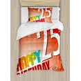 thumbnail image 1 of 25th Birthday Duvet Cover Set Twin Size, Abstract Modern Background with Colorful Letters Artistic Happy Ceremony, Decorative 2 Piece Bedding Set with 1 Pillow Sham, Multicolor, by Ambesonne, 1 of 3