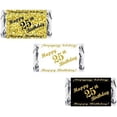 thumbnail image 1 of 25th Birthday Miniatures Candy Bar Wrapper, (Set of 60) Mini Candy Bar Stickers; 3 Designs: 24 Gold, 24 Black, 12 White, Candy Not Included, 1 of 5