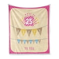 thumbnail image 1 of 25th Birthday Soft Flannel Fleece Throw Blanket, Pink Framework Flags Letters Burning Candlesticks Gifts Colorful Print, Cozy Plush for Indoor and Outdoor Use, 50" x 70", Multicolor, by Ambesonne, 1 of 5