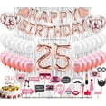 25th Rose Gold Birthday Decorations for Women, Party Supplies, Balloons ...