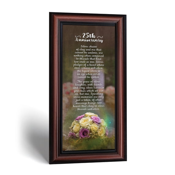 25th Wedding Anniversary Gifts for Parents, Silver Threads Framed Poem