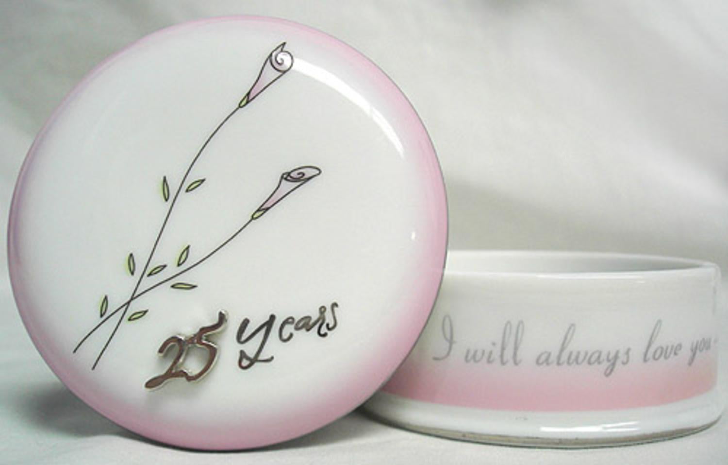25th Wedding Anniversary Pink Rose Keepsake Box