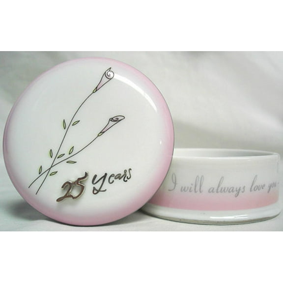 25th Wedding Anniversary Pink Rose Keepsake Box