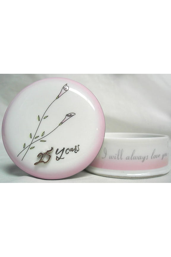 25th Wedding Anniversary Pink Rose Keepsake Box
