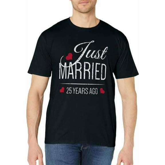 25th Wedding Anniversary T-Shirt - Just Married 25 Years Ago