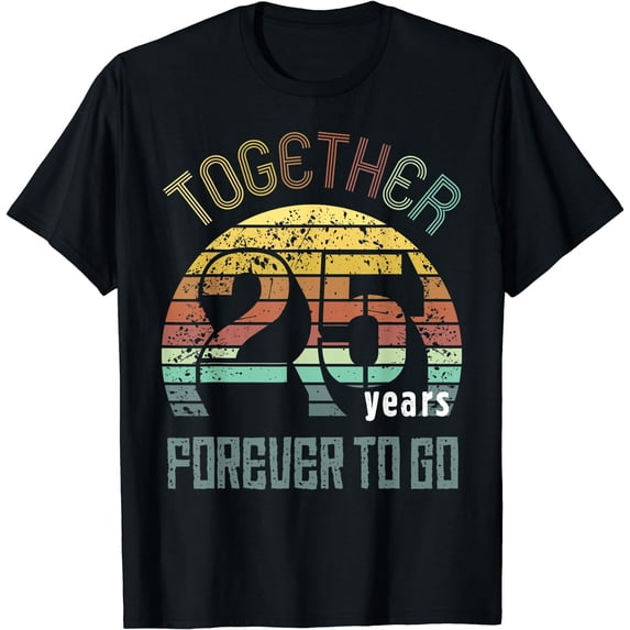 25th Years Wedding Anniversary Gifts For Couples Matching T-Shirt Black Small
