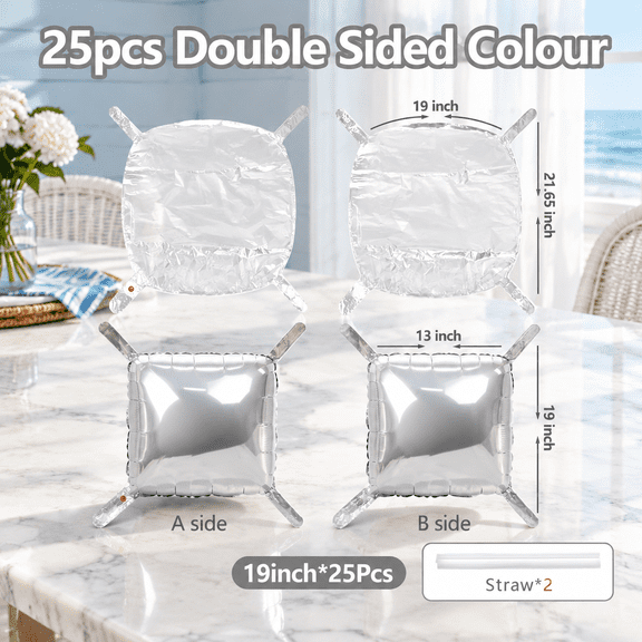 25white Square Foil Balloons Walldrop