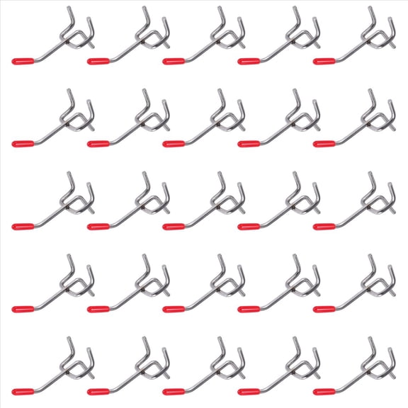 25x Single Pegboard Hooks 50mm Board Slat Wall Retail Display Shop Peg Fits 25mm