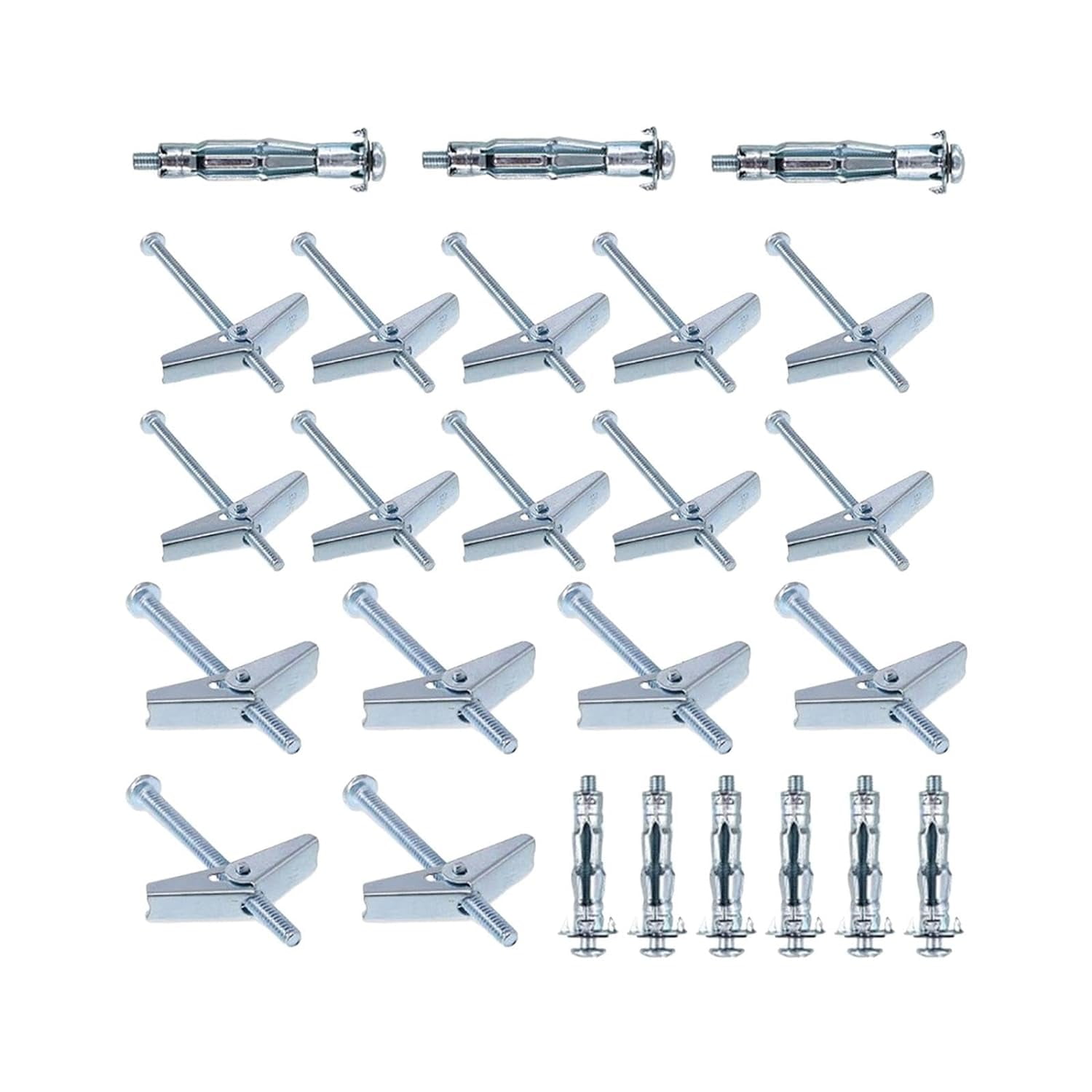 25x Toggle Bolts and Wing Nuts Set, Toggle Drywall Anchors Assortment Set Butterfly Anchors