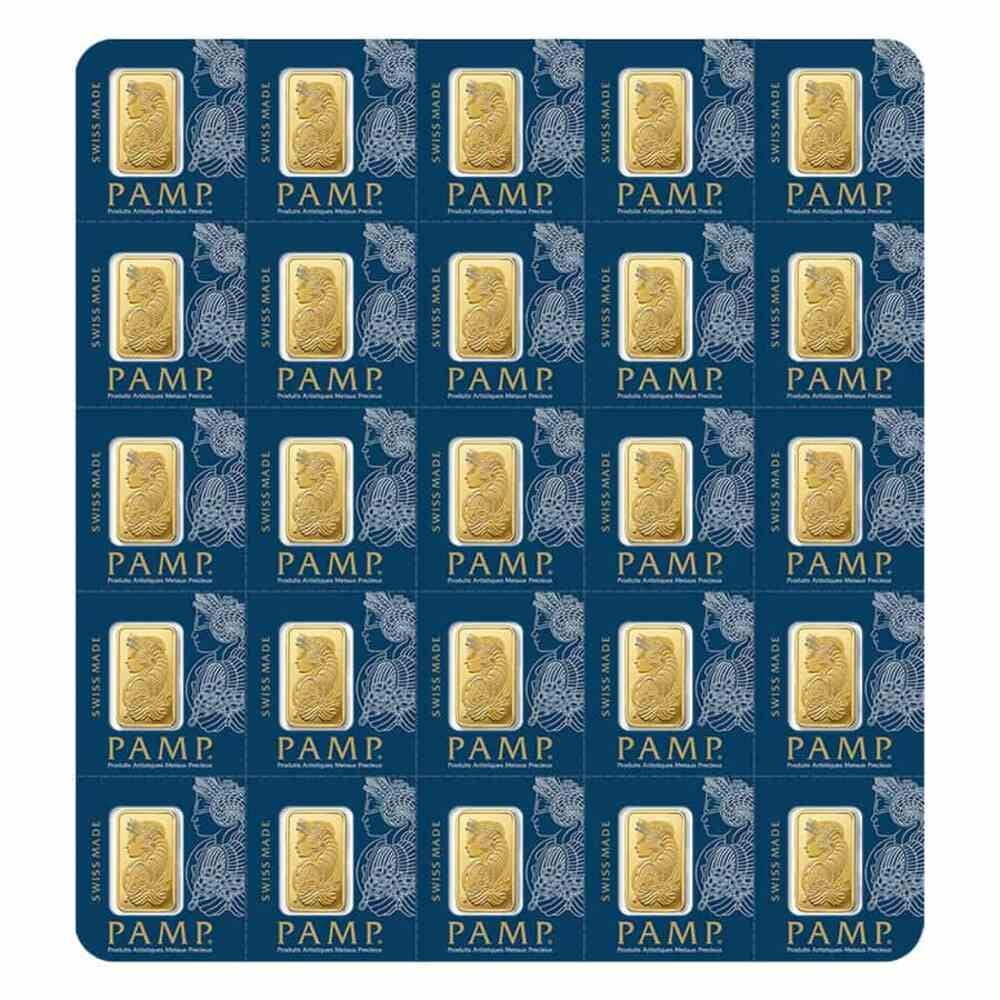 25x1 Gram Gold Bar PAMP Suisse Fortuna Multigram+25 (in Assay