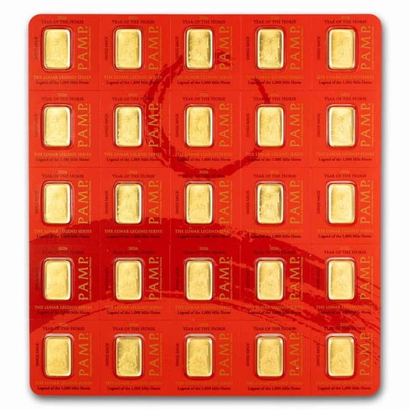 25x1 gram Gold Bar PAMP Suisse Lunar Horse Multigram (In Assay)