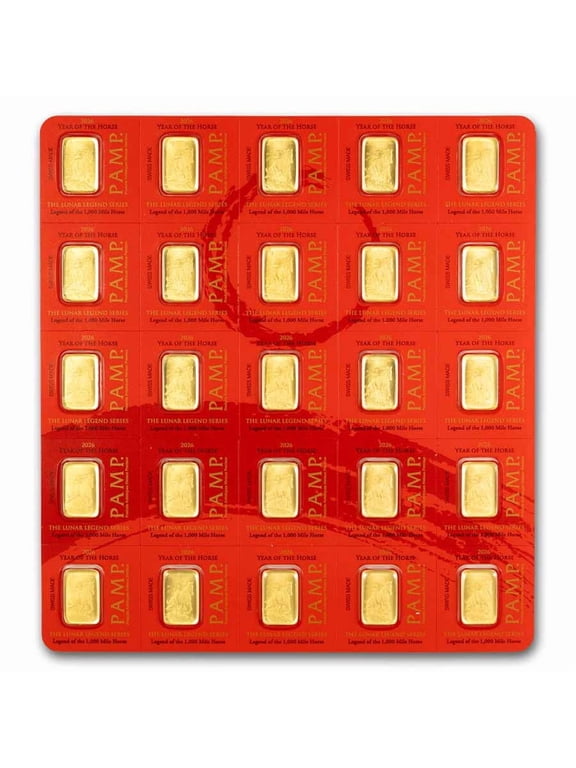 25x1 gram Gold Bar PAMP Suisse Lunar Horse Multigram (In Assay)