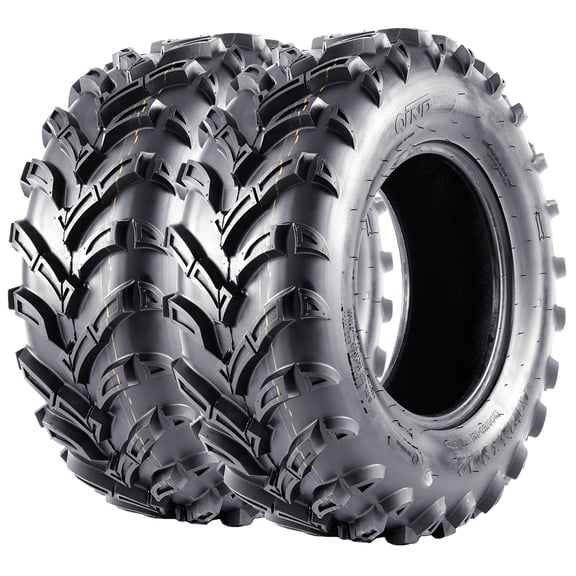 25x10-12 6PR TL UTV ATV Tire - All Terrain 25x10x12 Tires, Rim 12x7, OD 25in, SW 10in, Max Load 420lbs each Tire, LCI/SI 50F,Selectable Size
