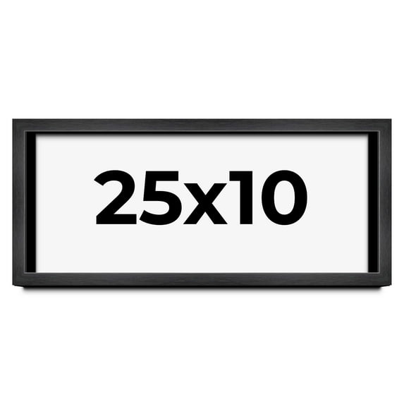 25x10 Frame Black Charcoal Grey Wood Textured Picture Frame | 0.75 Inch Moulding Width | Gunmetal