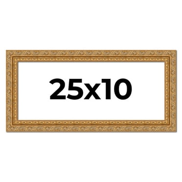 25x10 Frame Gold Ornate Solid Wood Picture Frame | 2 Inch Moulding Width | Firman Traditional Photo