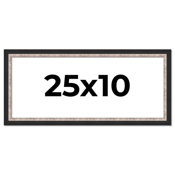 25x10 Frame Silver Real Wood Picture Frame Width 1.25 Inches | Interior Frame Depth 0.75 Inches |
