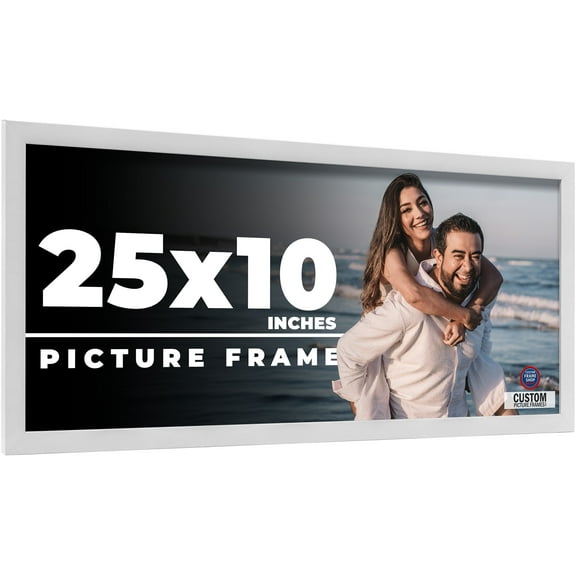 25x10 Frame White Real Wood Picture Frame Width 0.75 inches | Interior Frame Depth 0.5 inches |