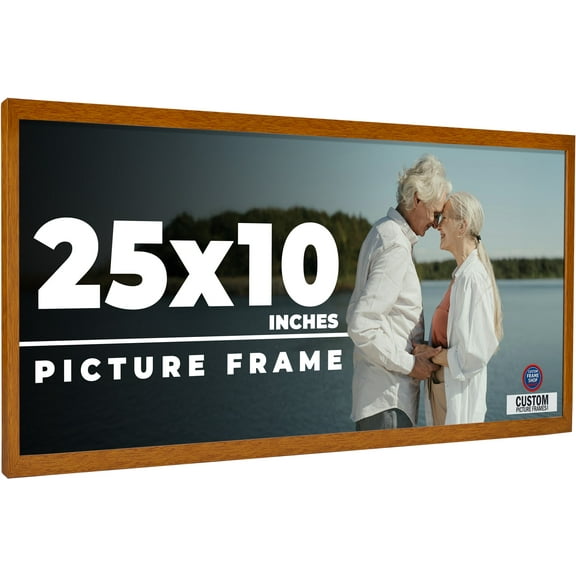 25x10 Honey Brown Real Wood Picture Frame Width 0.75 inches | Interior Frame Depth 0.5 inches |